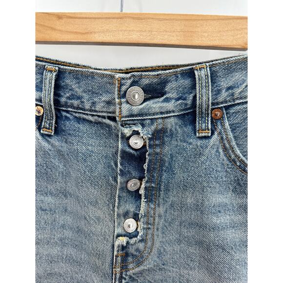 Levi's Shorts Women 28 Blue 501 Jump Start Button Fly Raw Frayed Hem Cotton - Picture 5 of 8